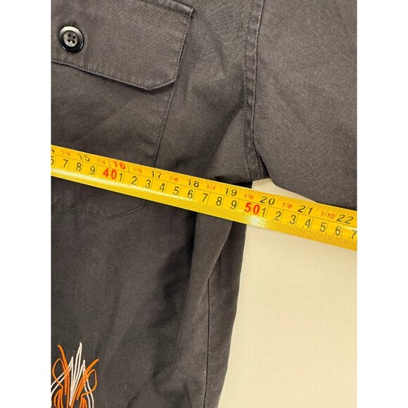 Vtg Dragonfly Roadhouse Mens M Skull & Crossbones Button Shirt Y2K - Picture 5 of 6